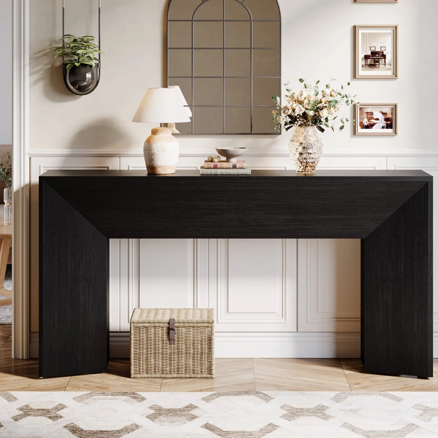 63" Console Table, Wooden Sofa Table Hallway Foyer Table