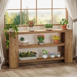70.9" Console Table, Wooden 3-Tier Sofa Foyer Table