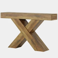 55" Console Table, Wooden Unique Design Sofa Foyer Table
