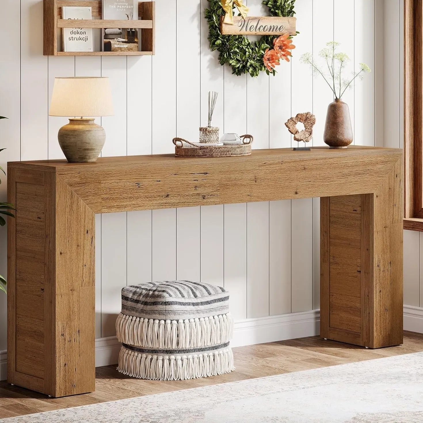 63" Console Table,Farmhouse Sofa Table Entry Table for Hallway
