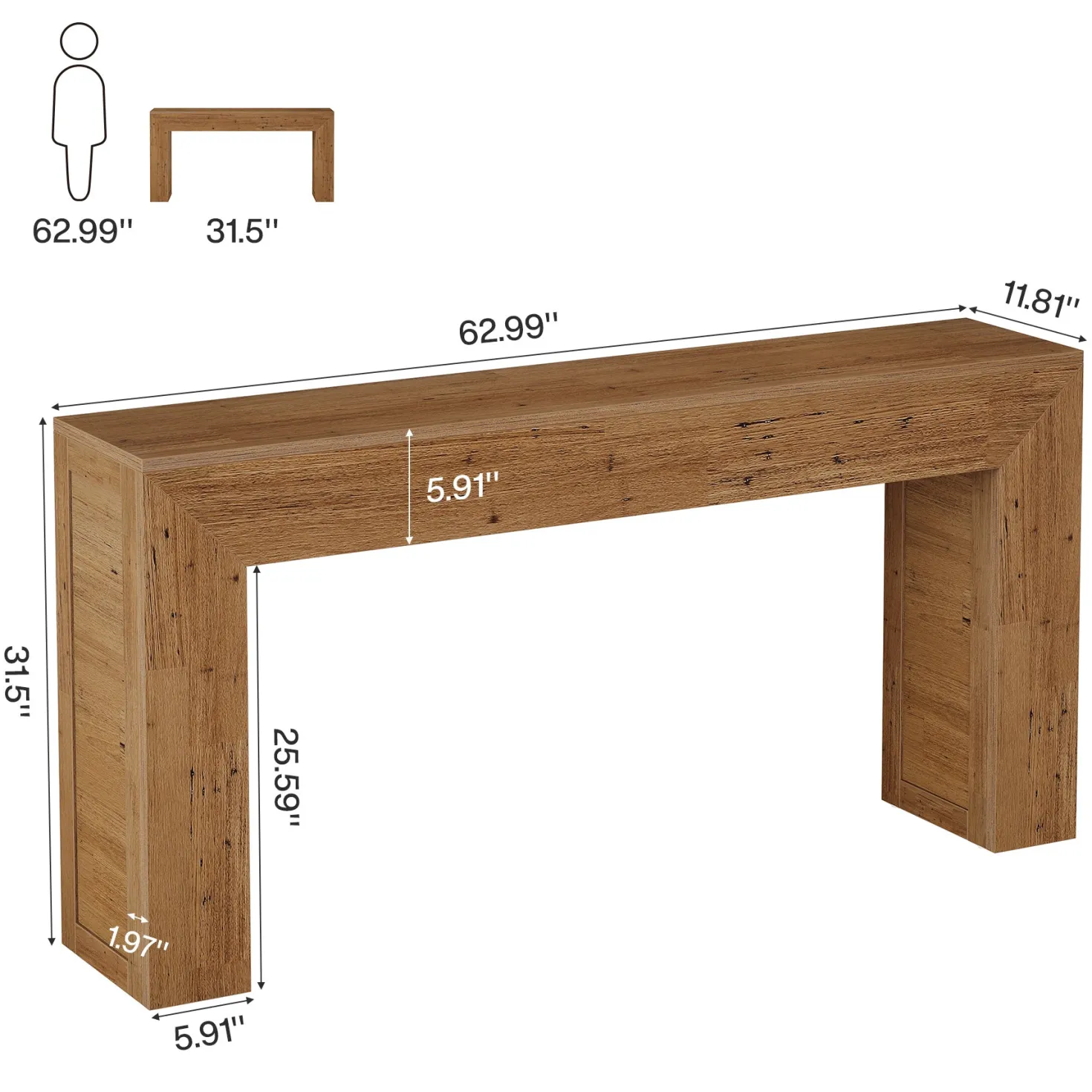 63" Console Table,Farmhouse Sofa Table Entry Table for Hallway