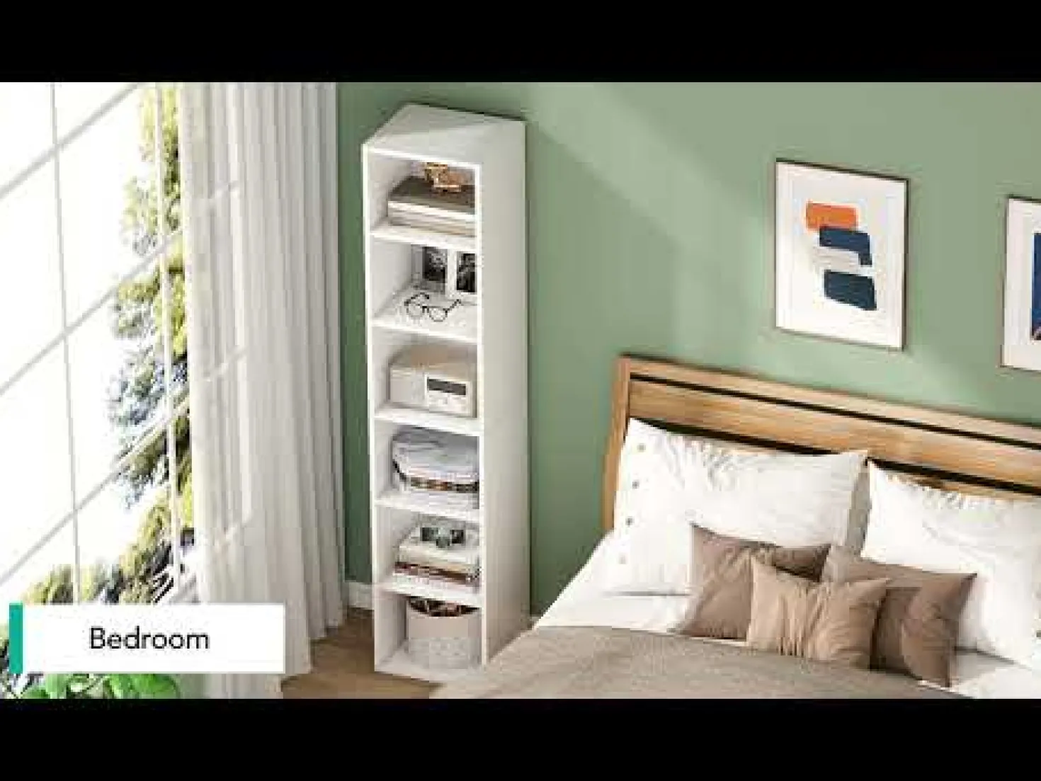 70.9" Corner Bookcase, Modern 6-Tier Narrow Cube Display Shelves