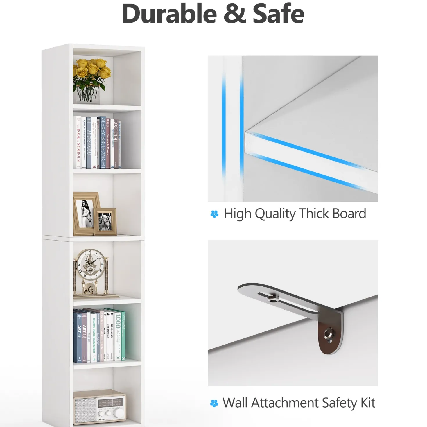 70.9" Corner Bookcase, Modern 6-Tier Narrow Cube Display Shelves