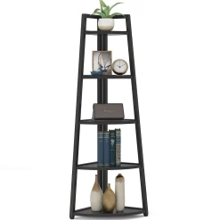 70" Corner Shelf, 5 Tier Corner Storage Rack Ladder Bookcase
