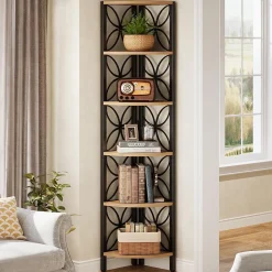 70.8" Corner Shelf, 6-Tier Corner Bookshelf Display Shelf Storage Rack