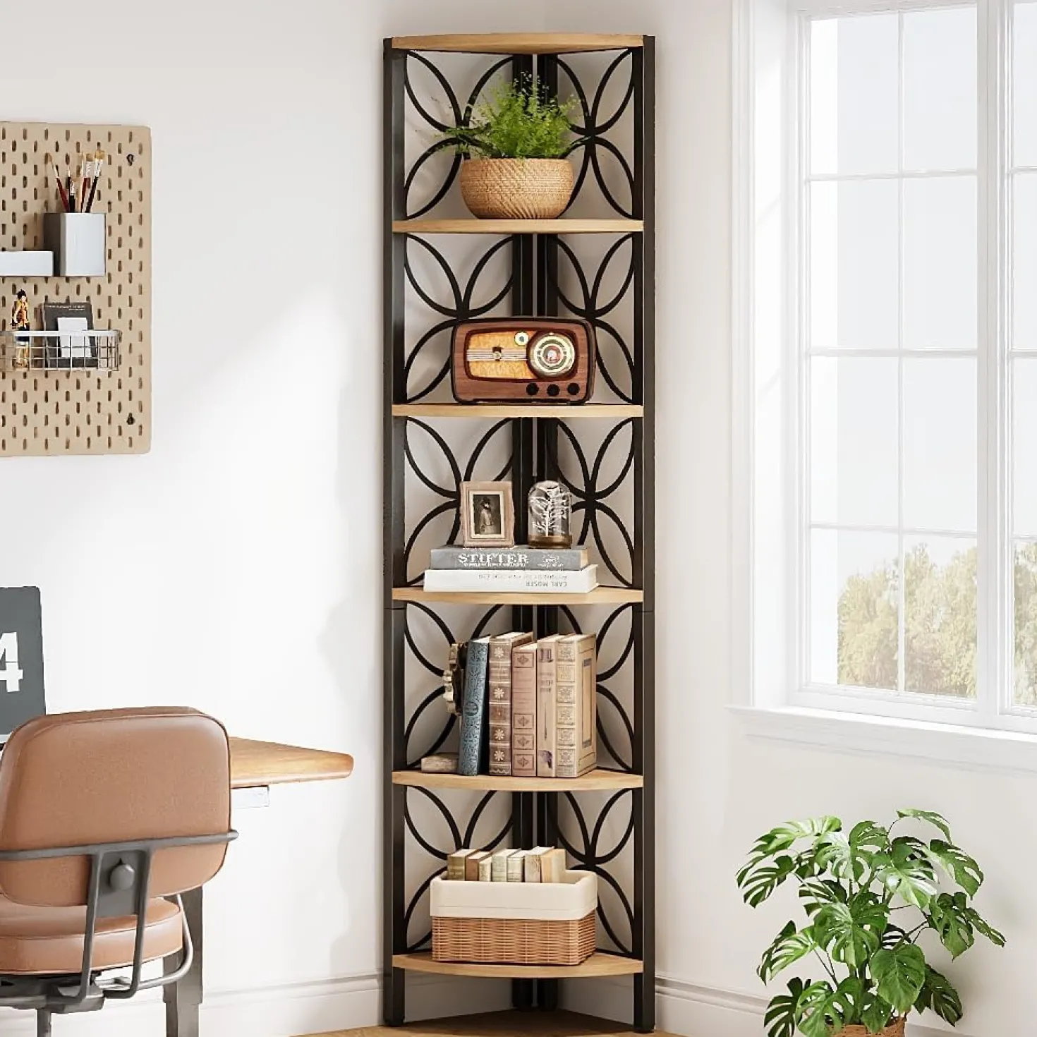 70.8" Corner Shelf, 6-Tier Corner Bookshelf Display Shelf Storage Rack