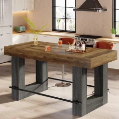 63" Counter Height Bar Table, Large High Top Pub Table Kitchen Island