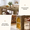 63" Counter Height Bar Table with Side Storage, Industrial Counter Table for Home Bar & Dining Room