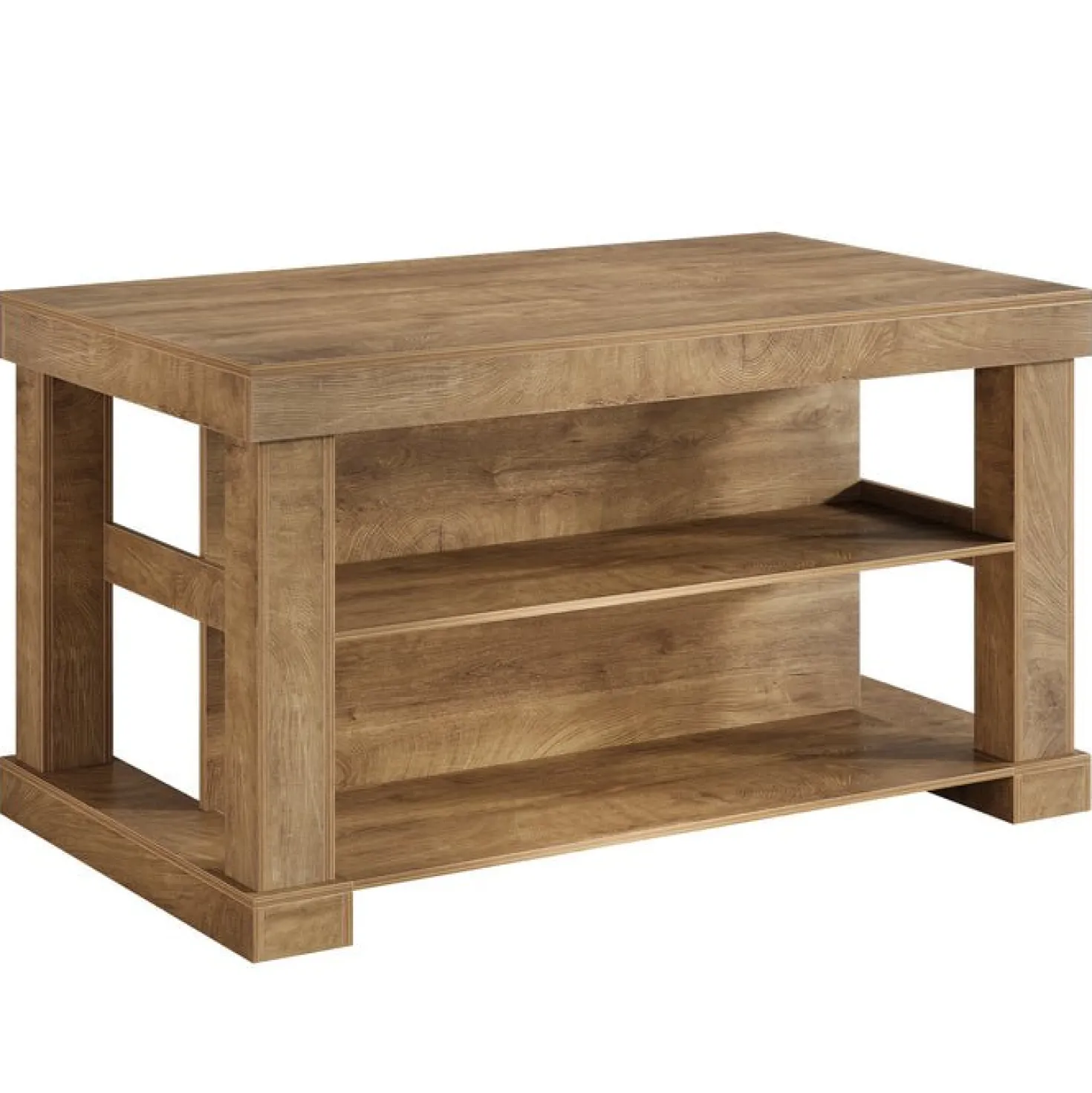 55" Counter Height Bar Table with Storage Shelves, Rectangular Kitchen Table for 6