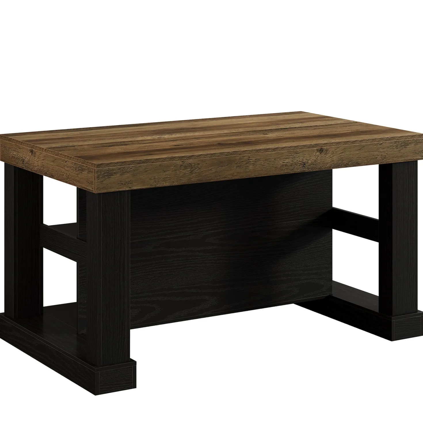 55" Counter Height Bar Table with Storage Shelves, Rectangular Kitchen Table for 6