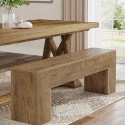 47" Dining Bench, Farmhouse Entryway Bench End of Bed Bench