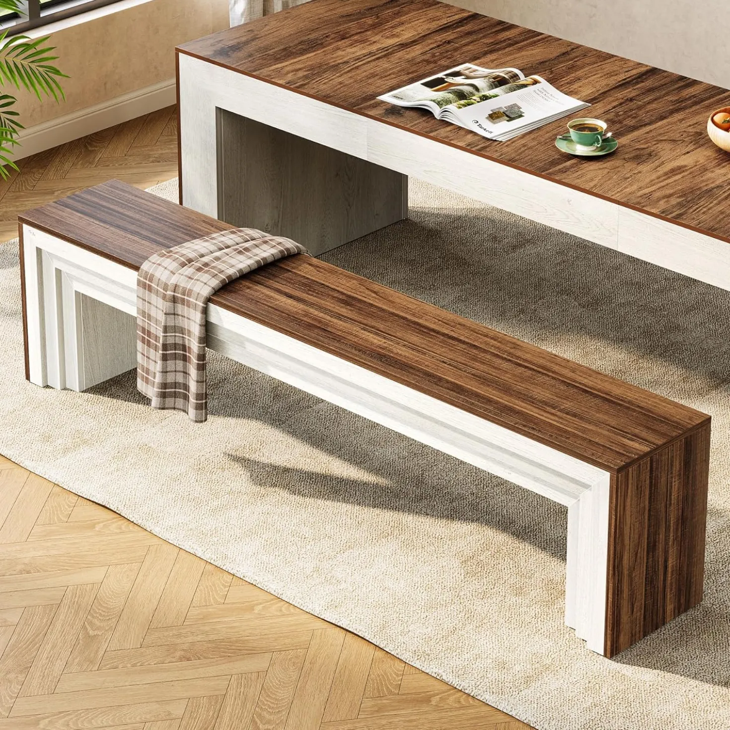 70.9“ Dining Bench, Farmhouse Long Kitchen Bench Seating