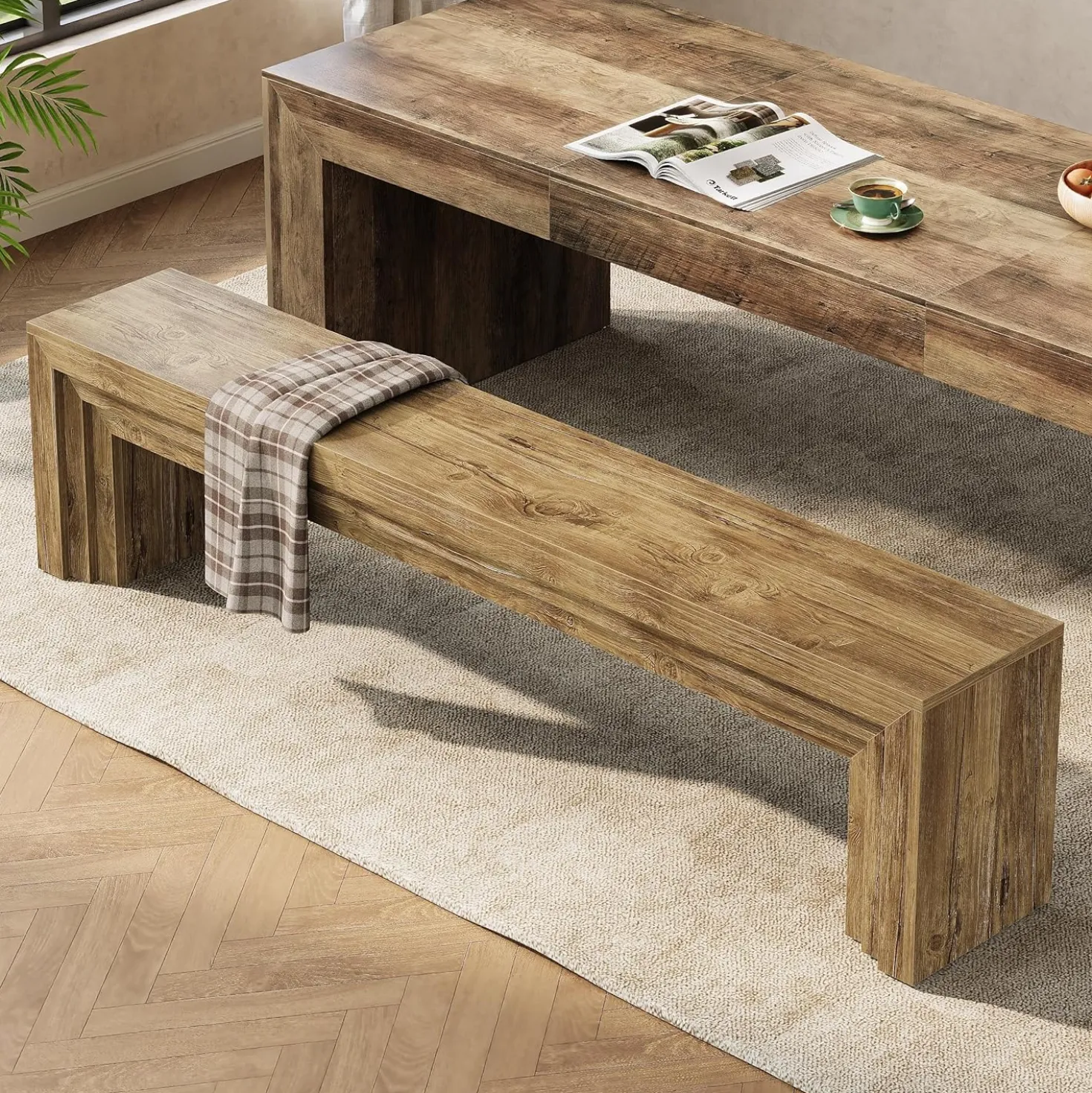 70.9“ Dining Bench, Farmhouse Long Kitchen Bench Seating
