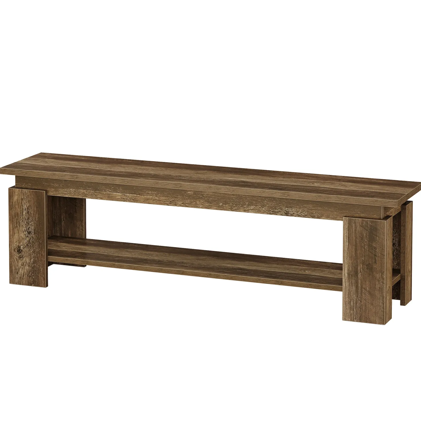 63" Dining Bench for 2-3, Farmhouse Kitchen Bench with Storage Shelf