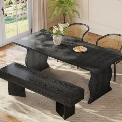 47.24" Dining Bench, Modern Dining Table Bench with Sturdy Base