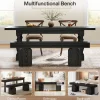 59" Dining Bench, Modern Kitchen Seating with Arched Base for 2 to 3