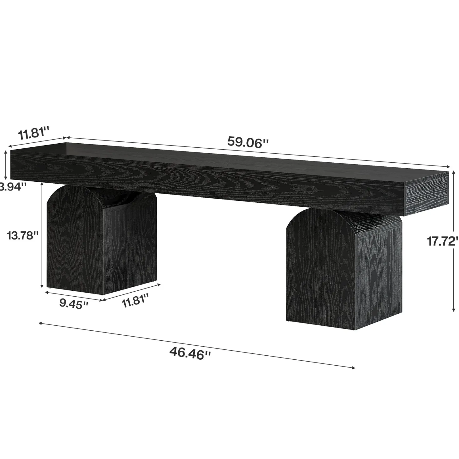 59" Dining Bench, Modern Kitchen Seating with Arched Base for 2 to 3