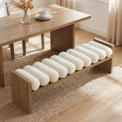59'' Dining Bench, Upholstered Fabric Kitchen Bench for Dining Room(Removable Cushion)
