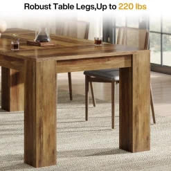 63" Dining Table, Farmhouse Kitchen Dinner Table for 4-6 People