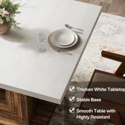 47" Dining Table, Farmhouse Kitchen Dinner Table for 4