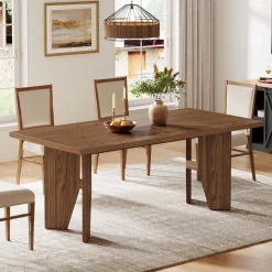 63" Dining Table, Farmhouse Kitchen Dinner Table for 4-6 People
