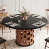 47" Dining Table, Farmhouse Round Kitchen Table for 4-6 People