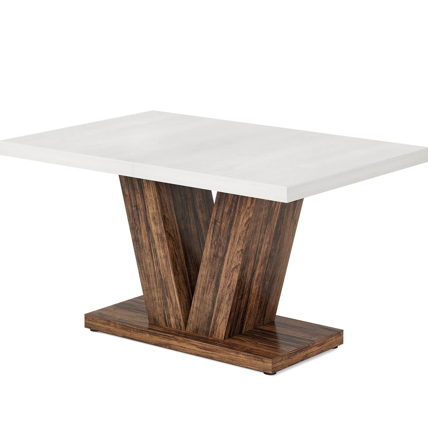47" Dining Table, Farmhouse Wooden Kitchen Dinner Table with Duty Pedestal