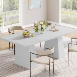 63" Dining Table, Farmhouse Wood Kitchen Table for 6 People