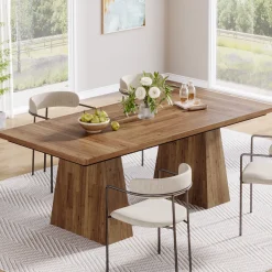 63" Dining Table, Farmhouse Wood Kitchen Table for 6 People