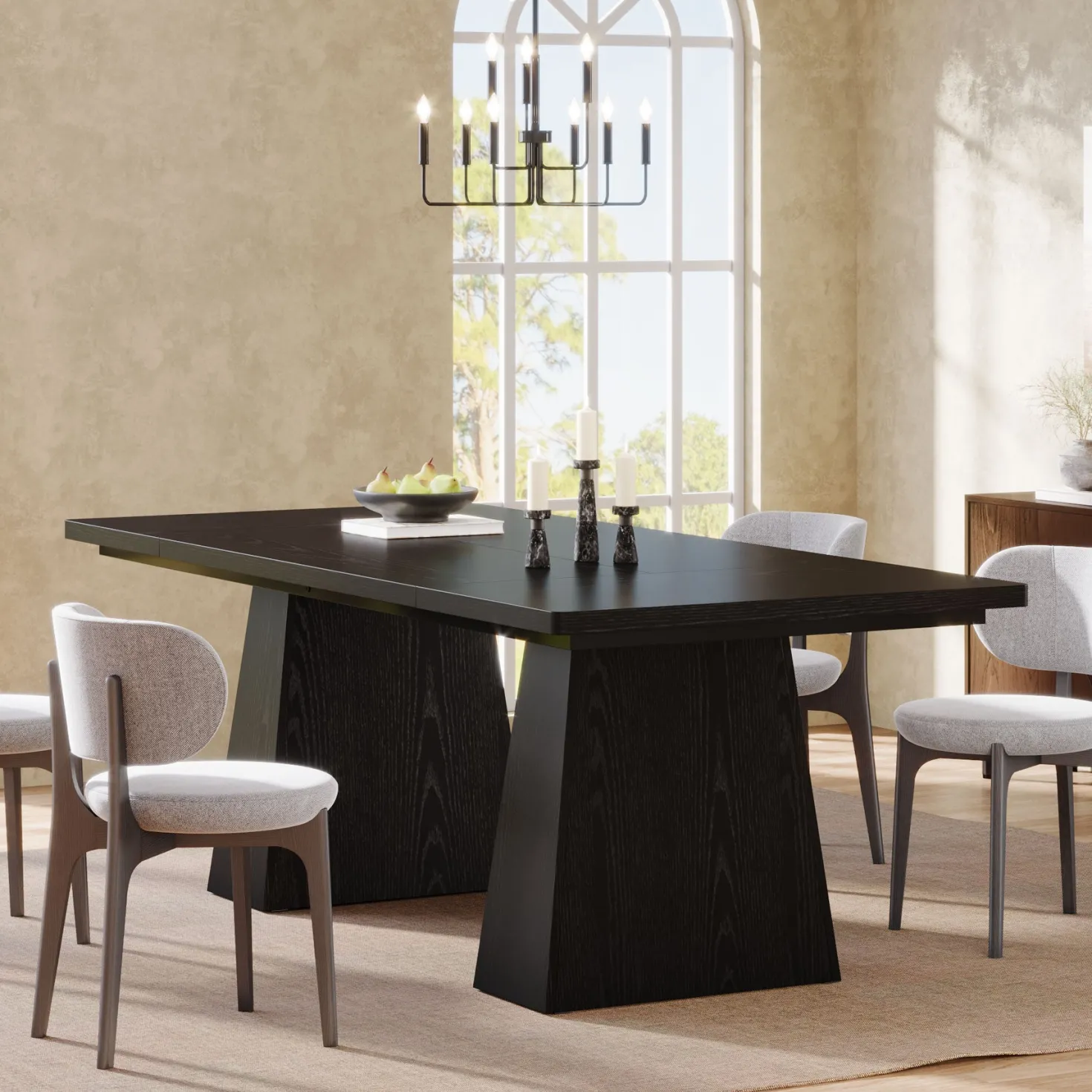 63" Dining Table, Farmhouse Wood Kitchen Table for 6 People
