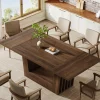 63" Dining Table for 4-6, Farmhouse Kitchen Dinner Table with Heavy-Duty Base