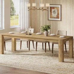 78.74" Dining Table for 6-8, Farmhouse Kitchen Table with Rounded Edges