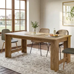 70.8" Dining Table for 6–8, Farmhouse Kitchen Table with Panel Legs for Dining Room