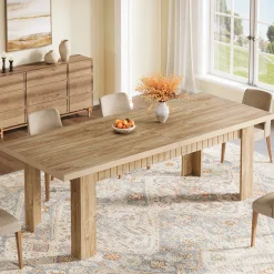 79" Dining Table for 6-8 People, Rectangular Kitchen Table for Dining Room