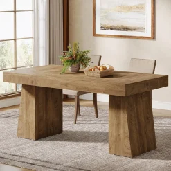 55" Dining Table for 4-6, Rectangular Kitchen Dinner Tables with Sturdy Legs