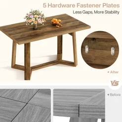 47" Dining Table for 4, Rectangular Kitchen Table with Sturdy Base