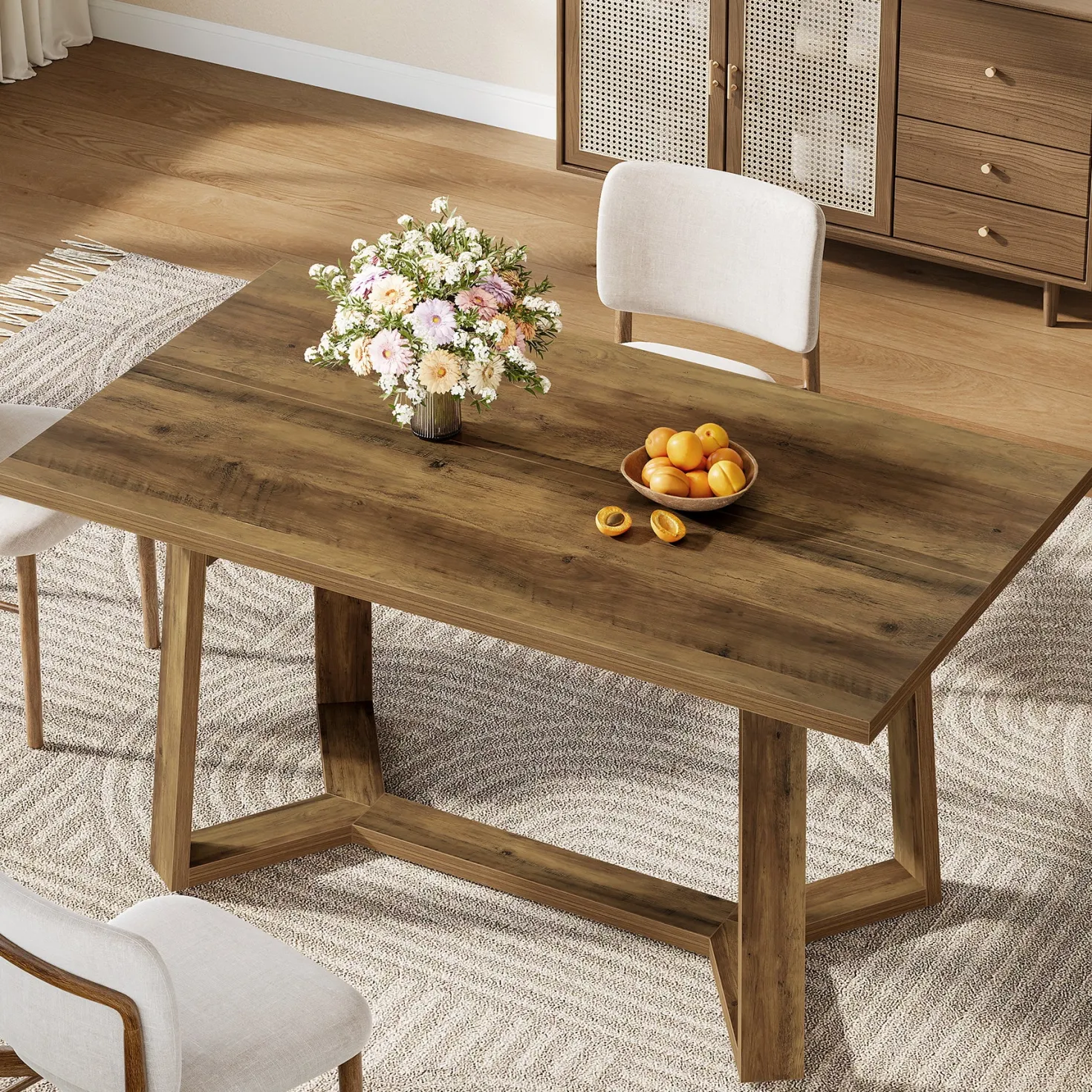 47" Dining Table for 4, Rectangular Kitchen Table with Sturdy Base