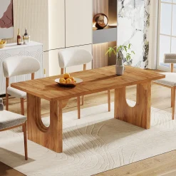 71" Dining Table for 6 to 8 People, Modern Wood Kitchen Dinner Table