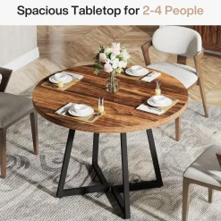 31.5" Dining Table, Industrial Kitchen Dinner Table with Metal Base