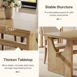 63" Dining Table, Large Rectangular Kitchen Dinner Table for 4-6 People