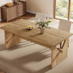 63" Dining Table, Large Rectangular Kitchen Dinner Table for 4-6 People