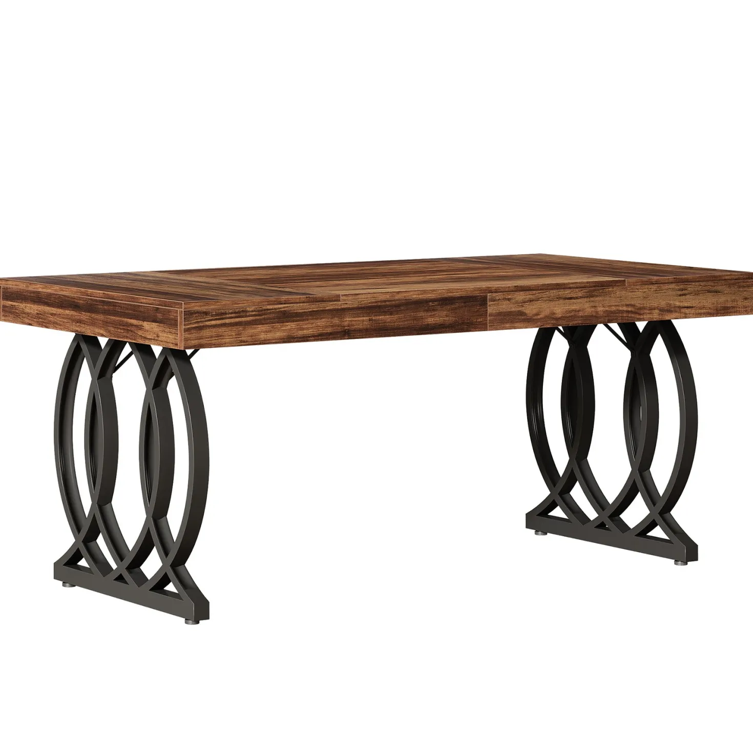 63" Dining Table, Modern Kitchen Table with Faux Marble Tabletop for 4-6