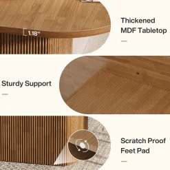 47.24" Dining Table, Oval Kitchen Dinner Table With Hollow Base for 4 People