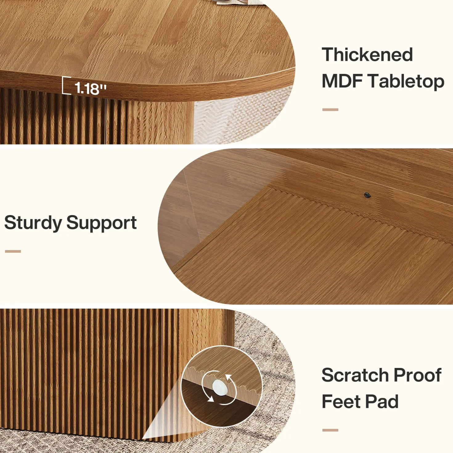 47.24" Dining Table, Oval Kitchen Dinner Table With Hollow Base for 4 People