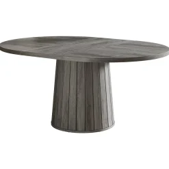 55" Dining Table, Oval Kitchen Dinner Table with Cylindrical Pedestal