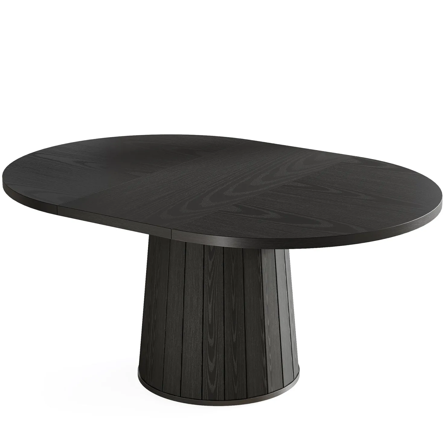 55" Dining Table, Oval Kitchen Dinner Table with Cylindrical Pedestal