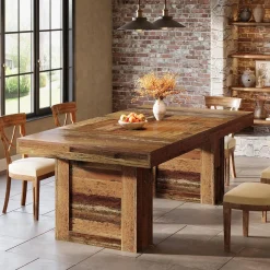 63" Dining Table, Rectangle Farmhouse Kitchen Dinner Table for 6 People