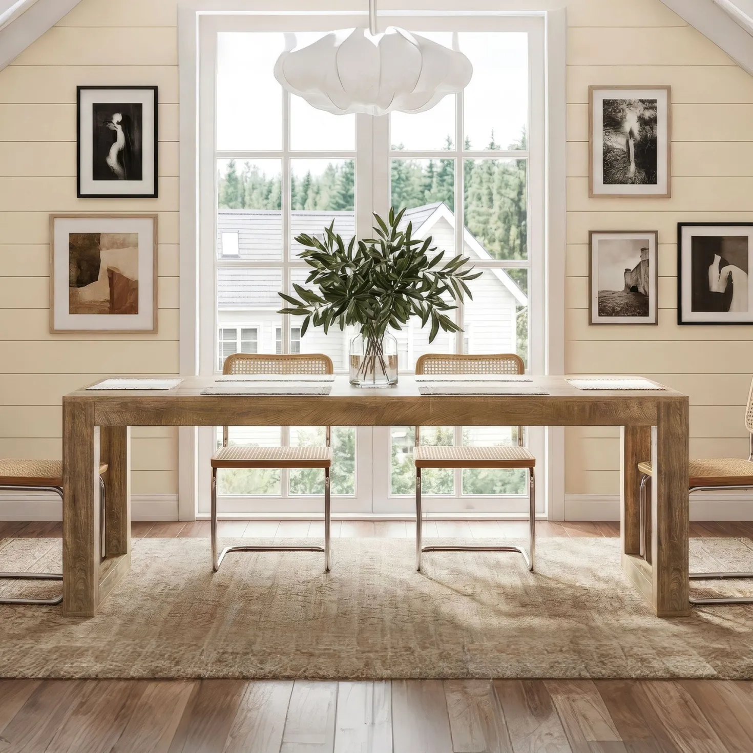 78.7" Dining Table, Rectangular Kitchen Table with Sturdy Base for 6-8 People