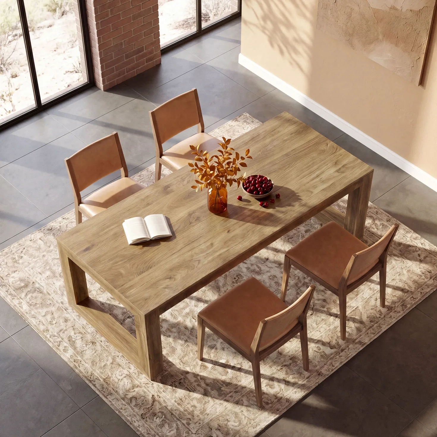 78.7" Dining Table, Rectangular Kitchen Table with Sturdy Base for 6-8 People