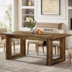63" Dining Table, Rectangular Kitchen Dinner Table for Dining Room